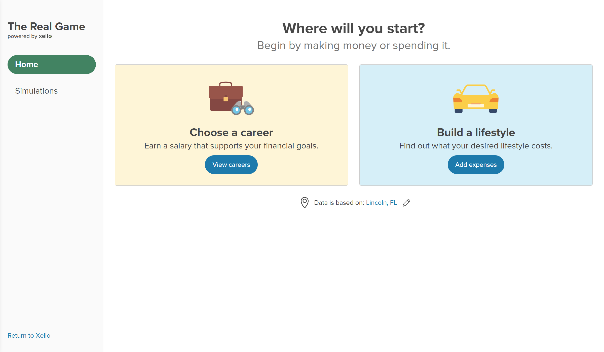 Credentials page in Xello